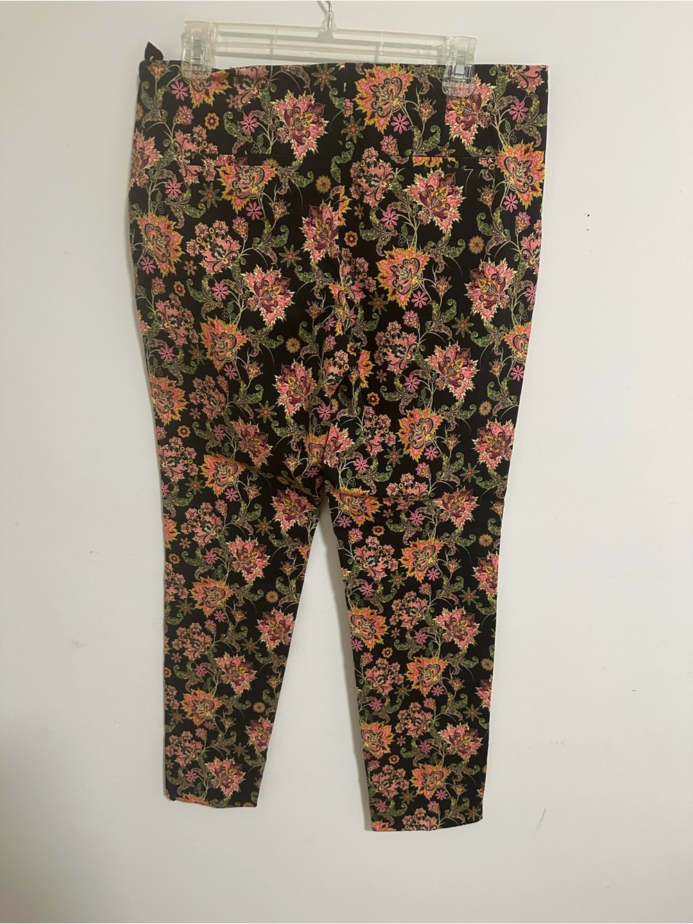 Floral Print Black Leggings with Pink & Yellow Blooms